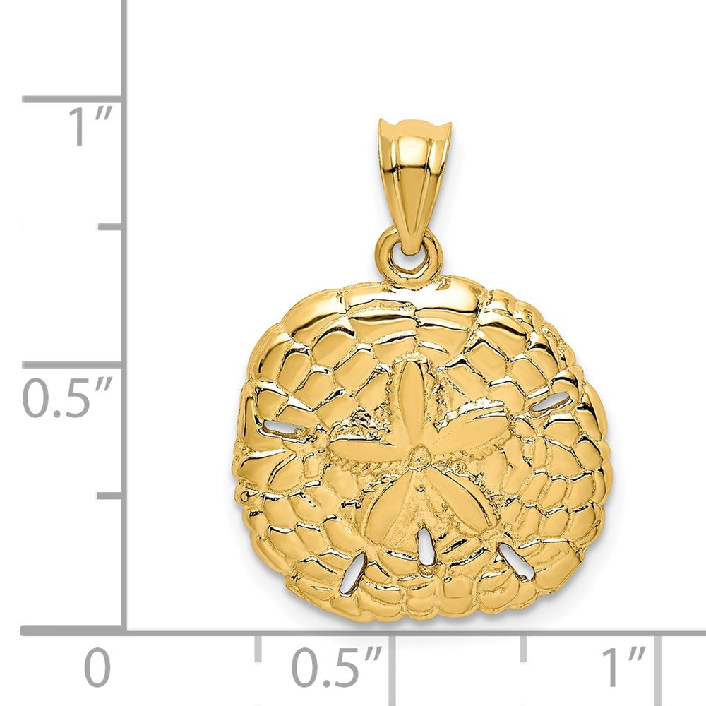 14k Yellow Gold Polished Sand Dollar Pendant