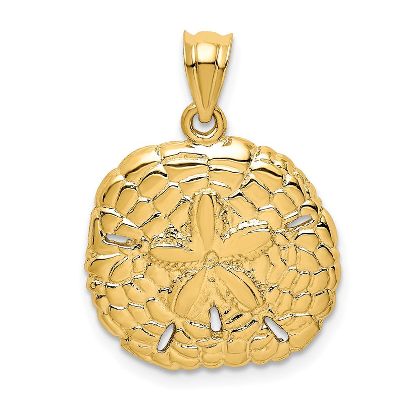14k Yellow Gold Polished Sand Dollar Pendant