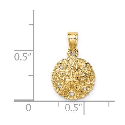 14k Yellow Gold Polished Sand Dollar Pendant