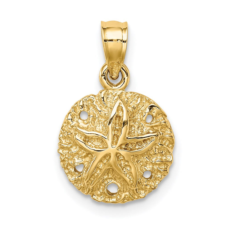 14k Yellow Gold Polished Sand Dollar Pendant