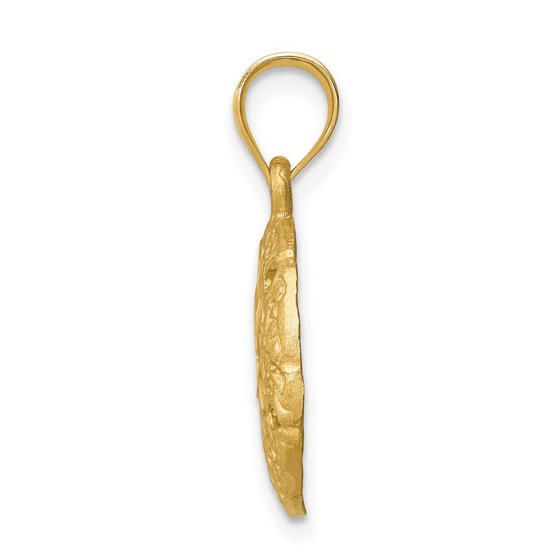 14k Yellow Gold Brushed Diamond-Cut Sand Dollar Pendant