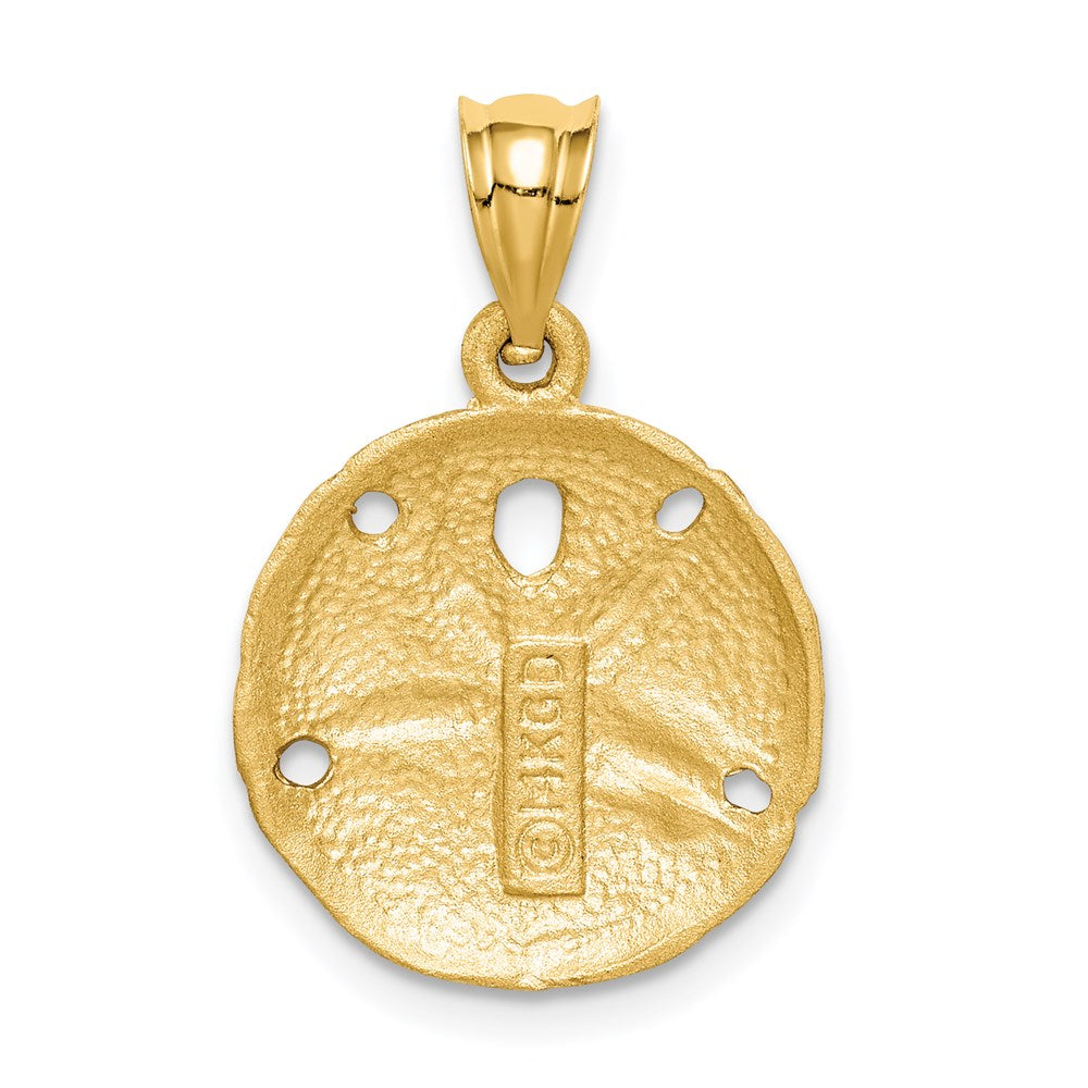 14k Yellow Gold Brushed Diamond-Cut Sand Dollar Pendant