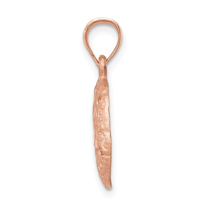 14k Rose Gold Rose Brushed Diamond-Cut Sand Dollar Pendant