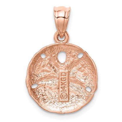 14k Rose Gold Rose Brushed Diamond-Cut Sand Dollar Pendant