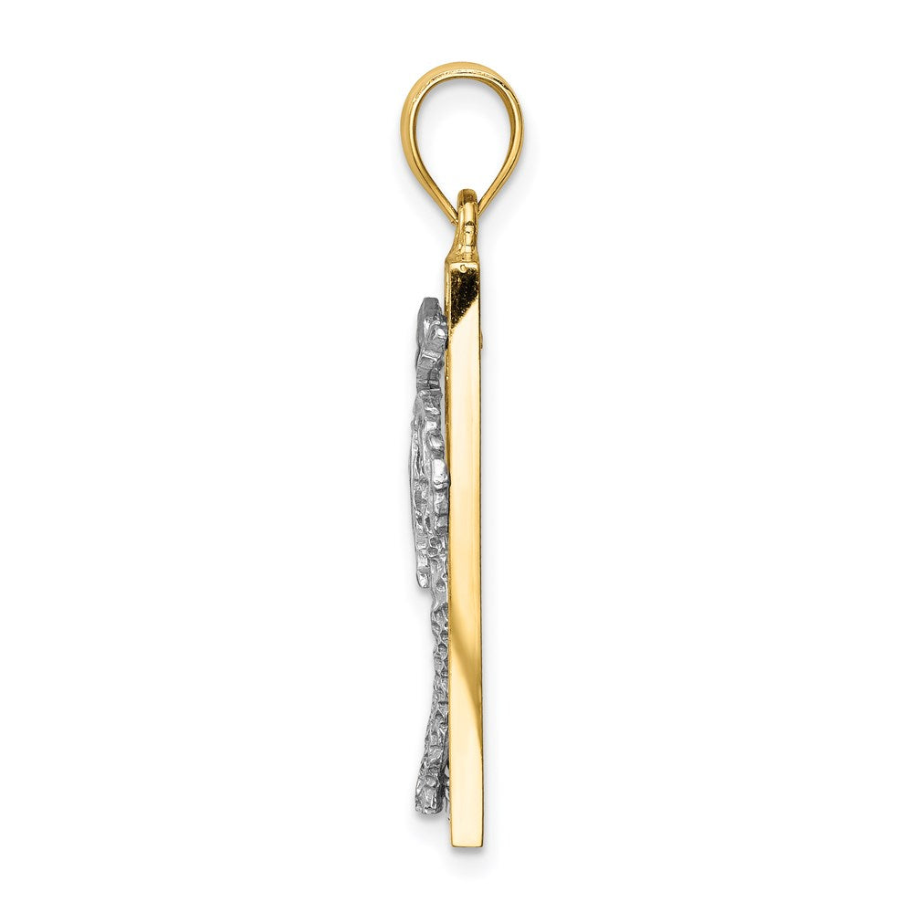 14k Two-tone Gold Palm Tree Pendant