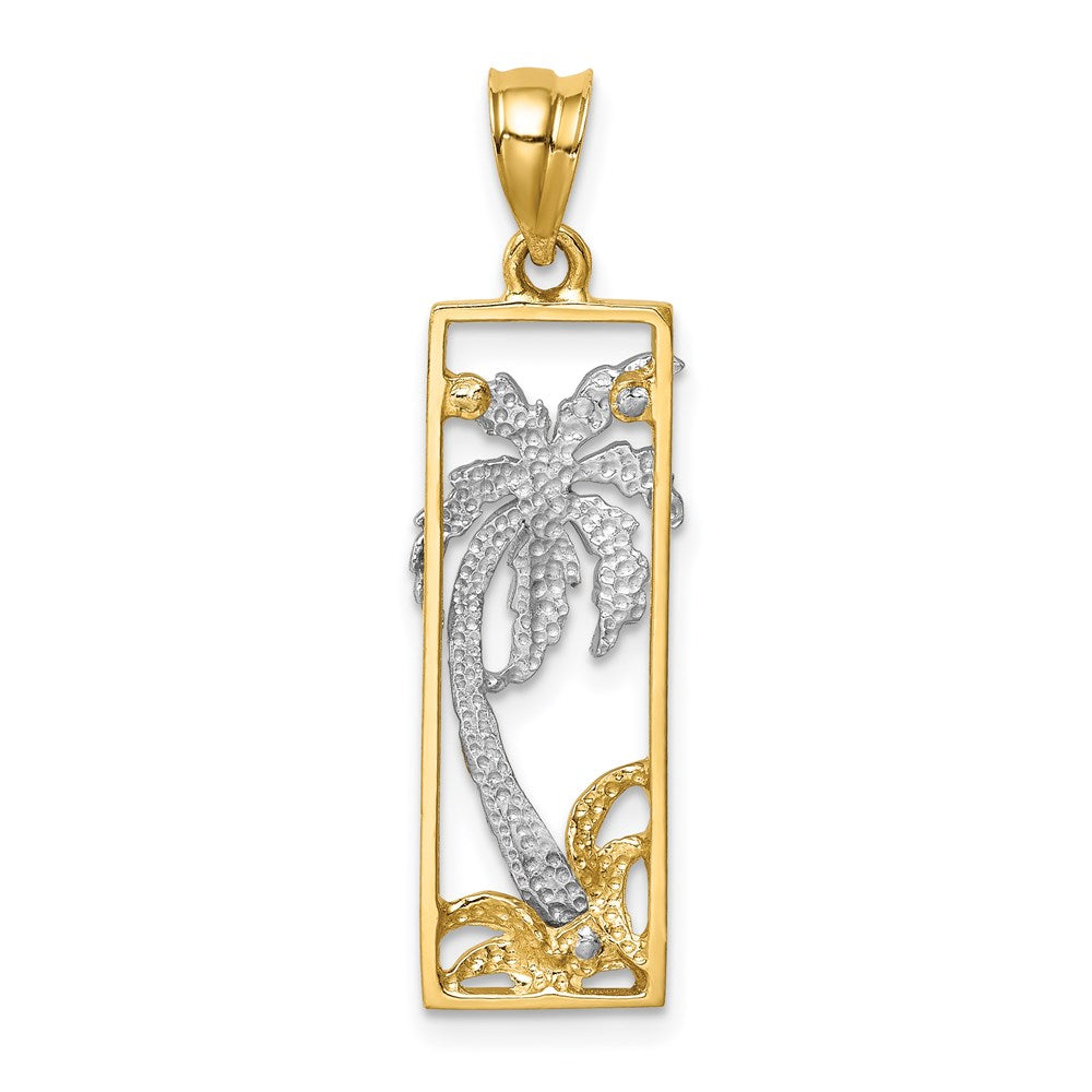 14k Two-tone Gold Palm Tree Pendant