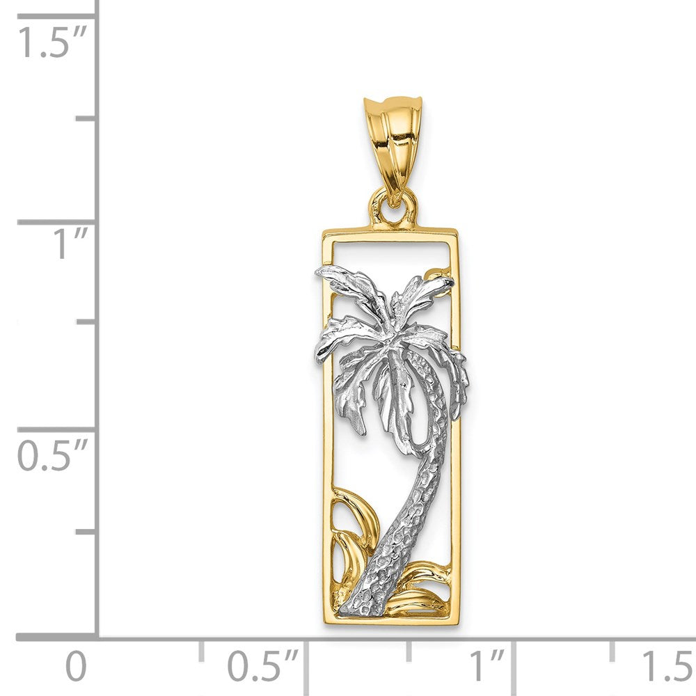 14k Two-tone Gold Palm Tree Pendant