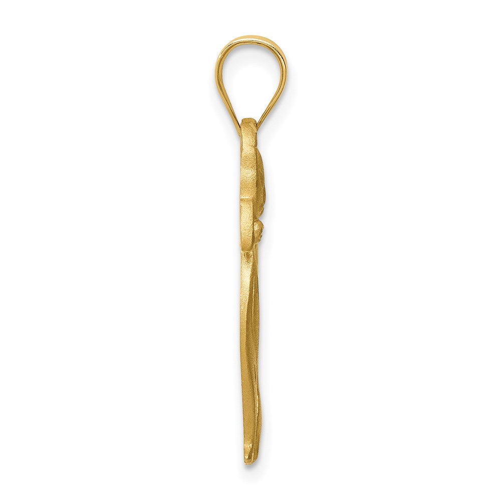 14k Yellow Gold Brushed & Diamond-cut Cat Pendant