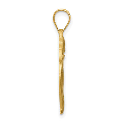 14k Yellow Gold Brushed & Diamond-cut Cat Pendant