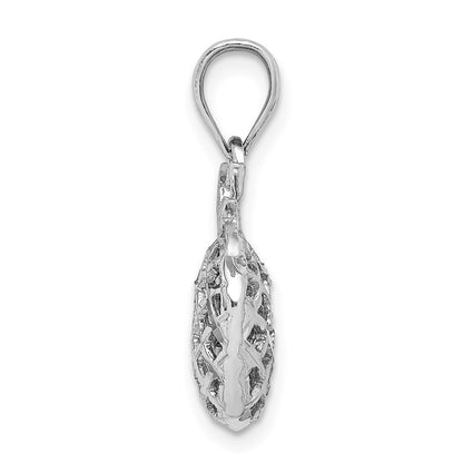 14k White Gold White Polished & Diamond-cut 3D Pineapple Pendant