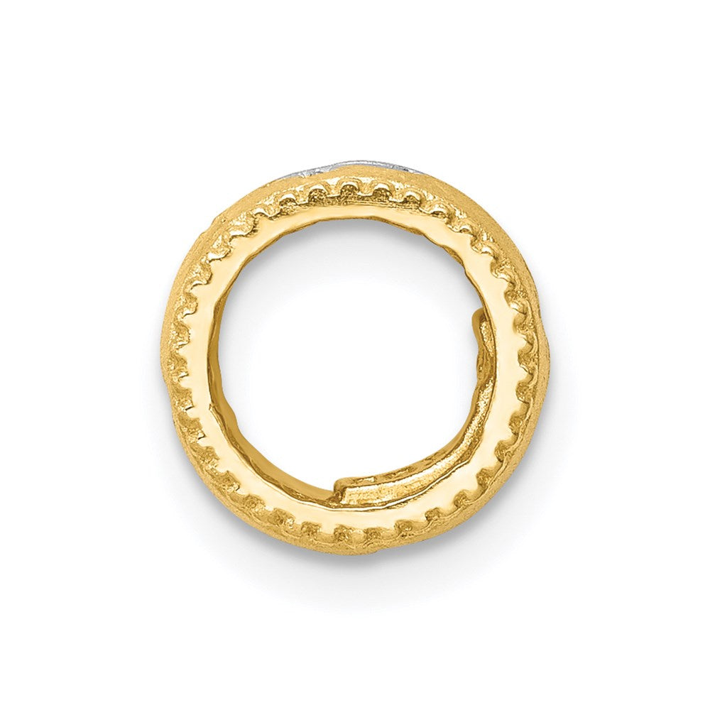 14k Yellow & Rhodium Gold & White Rhodium Brushed Cross Slide