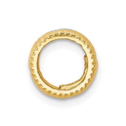 14k Yellow & Rhodium Gold & White Rhodium Brushed Cross Slide