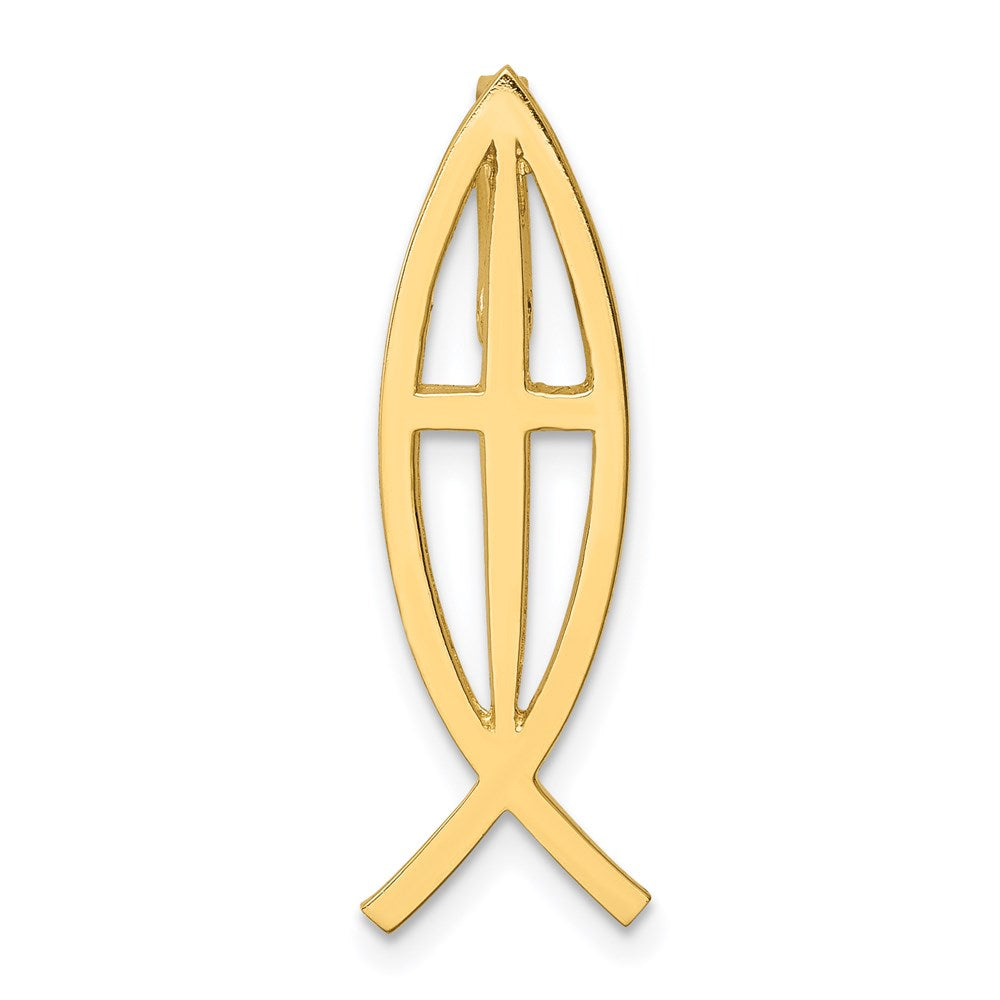 14k Yellow Gold Polished Ichthus Cross Fish Slide
