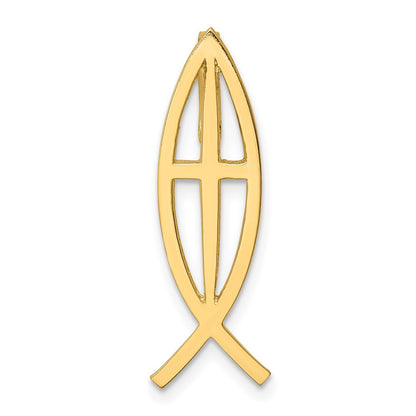 14k Yellow Gold Polished Ichthus Cross Fish Slide