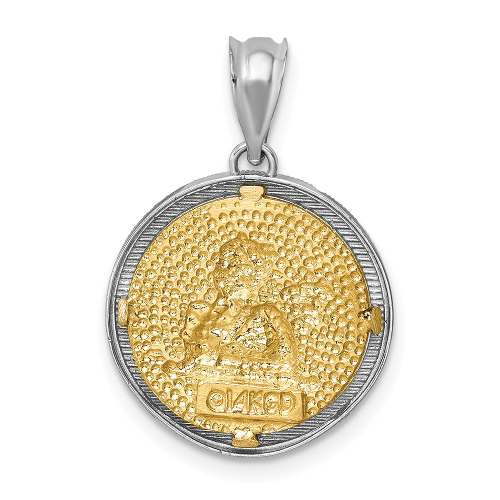 14k Two-tone Gold Polished & Diamond-cut Bezel Angel Pendant