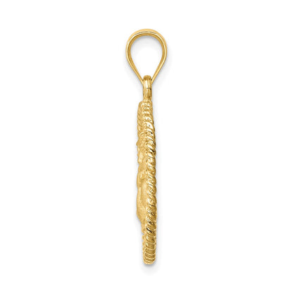 14k Yellow Gold Brushed Angel Pendant