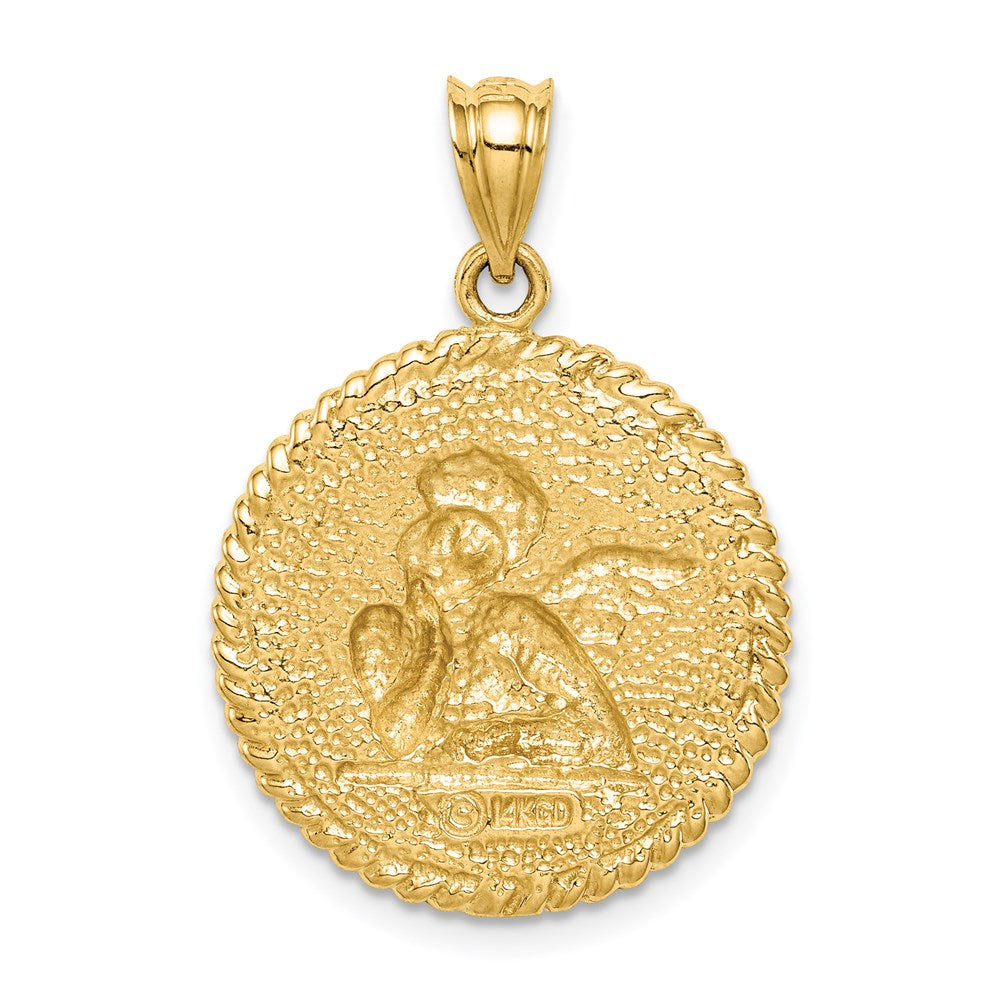 14k Yellow Gold Brushed Angel Pendant
