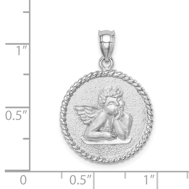 14k White Gold White Brushed Angel Pendant