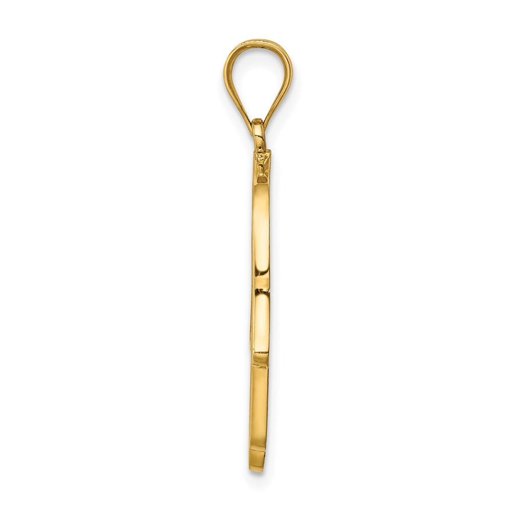 14k Yellow Gold Polished and Enameled Hamsa Pendant