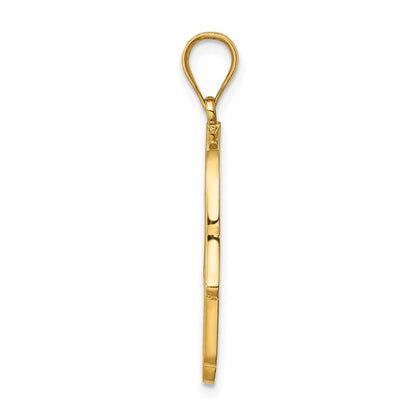 14k Yellow Gold Polished and Enameled Hamsa Pendant