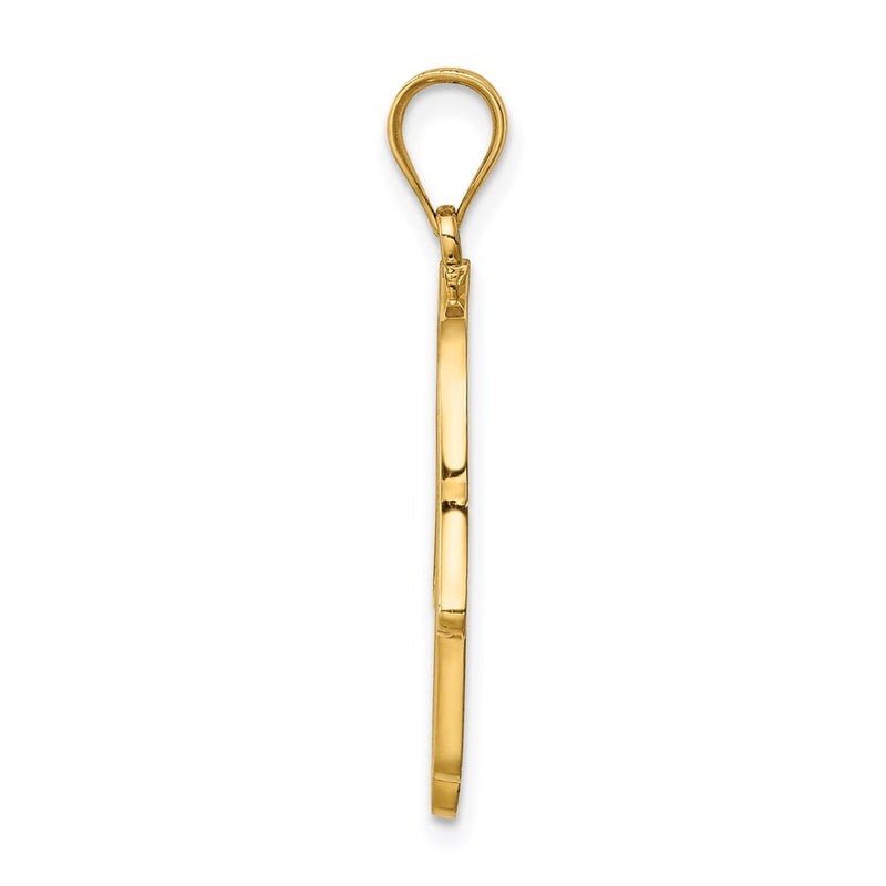 14k Yellow Gold Polished and Enameled Hamsa Pendant