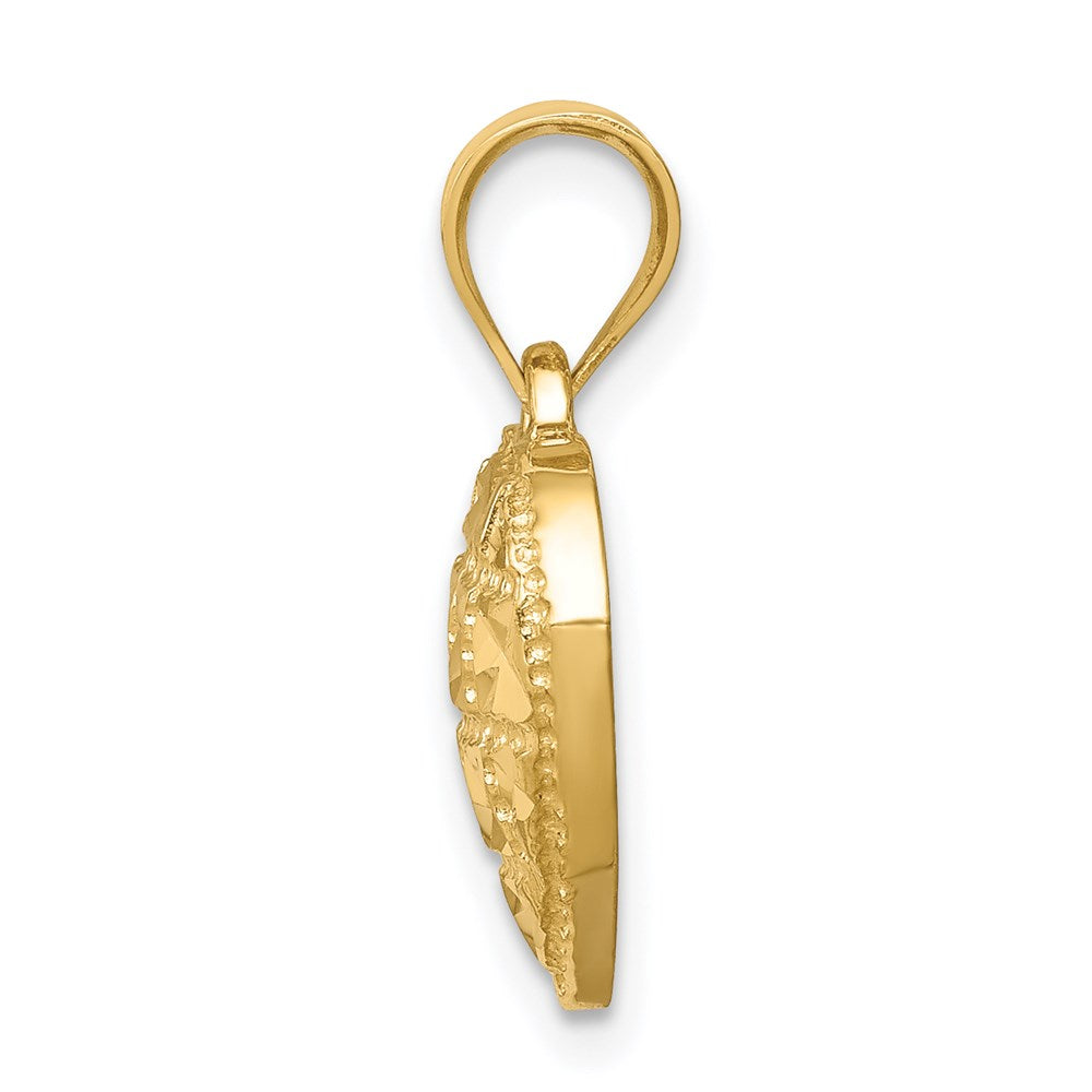 14k Yellow Gold Polished & Diamond-cut Heart Pendant
