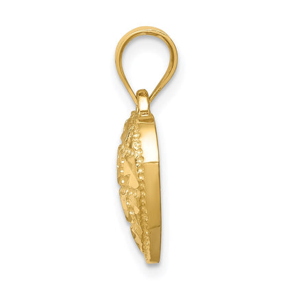 14k Yellow Gold Polished & Diamond-cut Heart Pendant