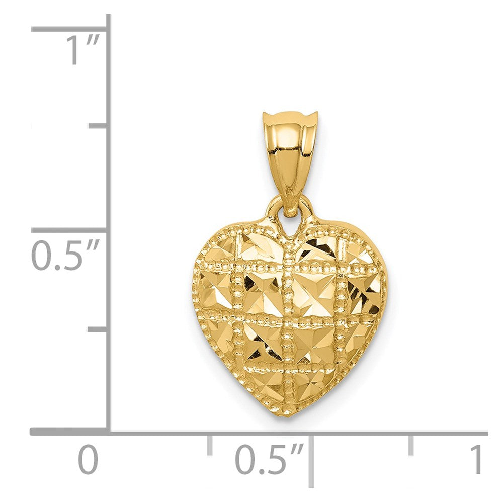 14k Yellow Gold Polished & Diamond-cut Heart Pendant