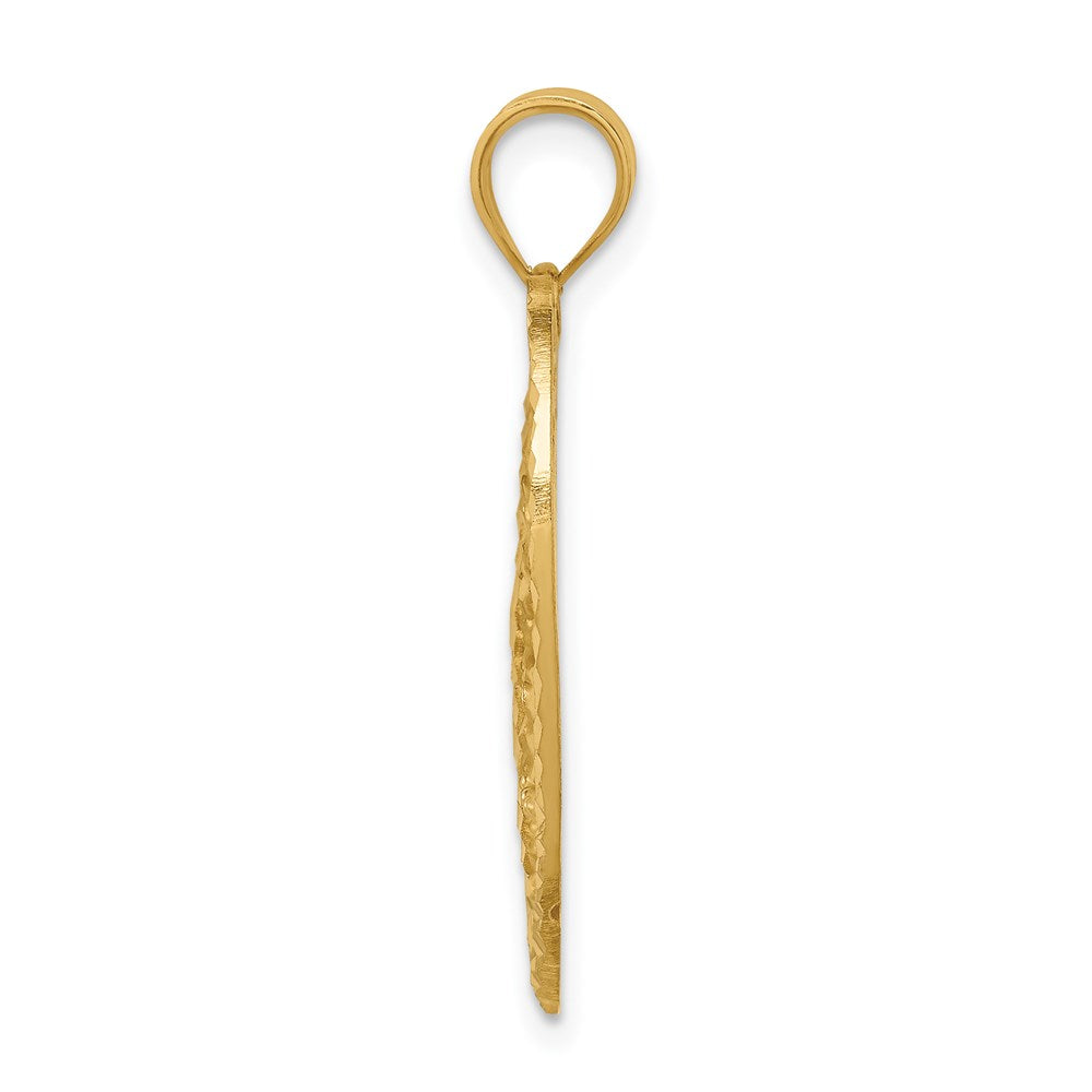 14k Yellow Gold Polished & Diamond-cut Heart Pendant