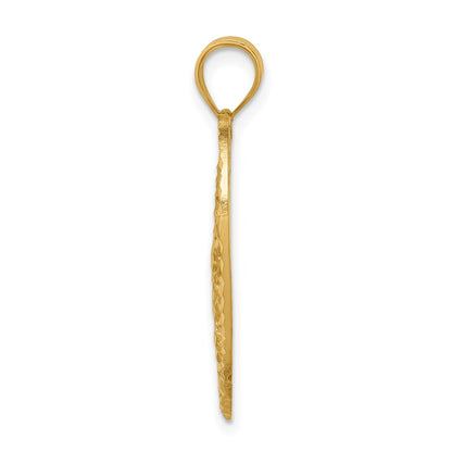 14k Yellow Gold Polished & Diamond-cut Heart Pendant