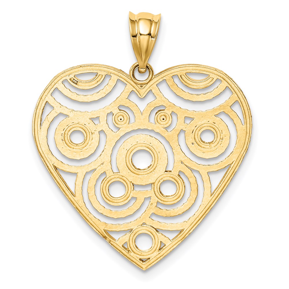 14k Yellow Gold Polished & Diamond-cut Heart Pendant