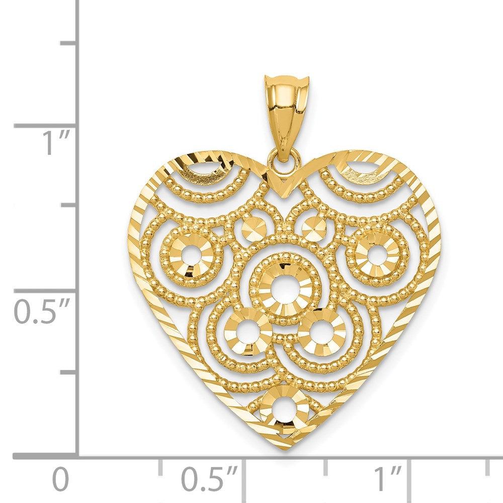14k Yellow Gold Polished & Diamond-cut Heart Pendant