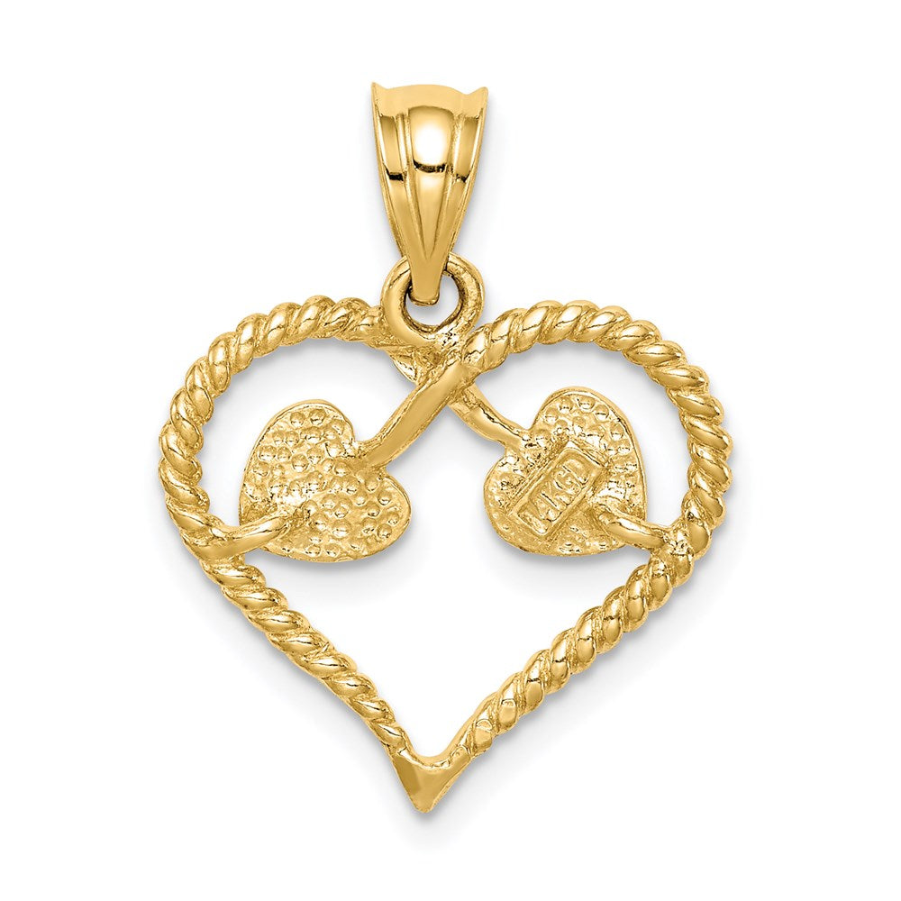 14k Yellow Gold Polished and Twisted Heart Pendant