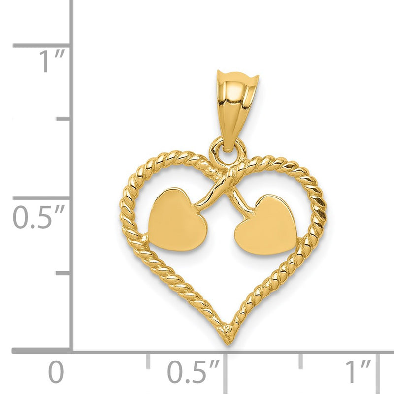 14k Yellow Gold Polished and Twisted Heart Pendant