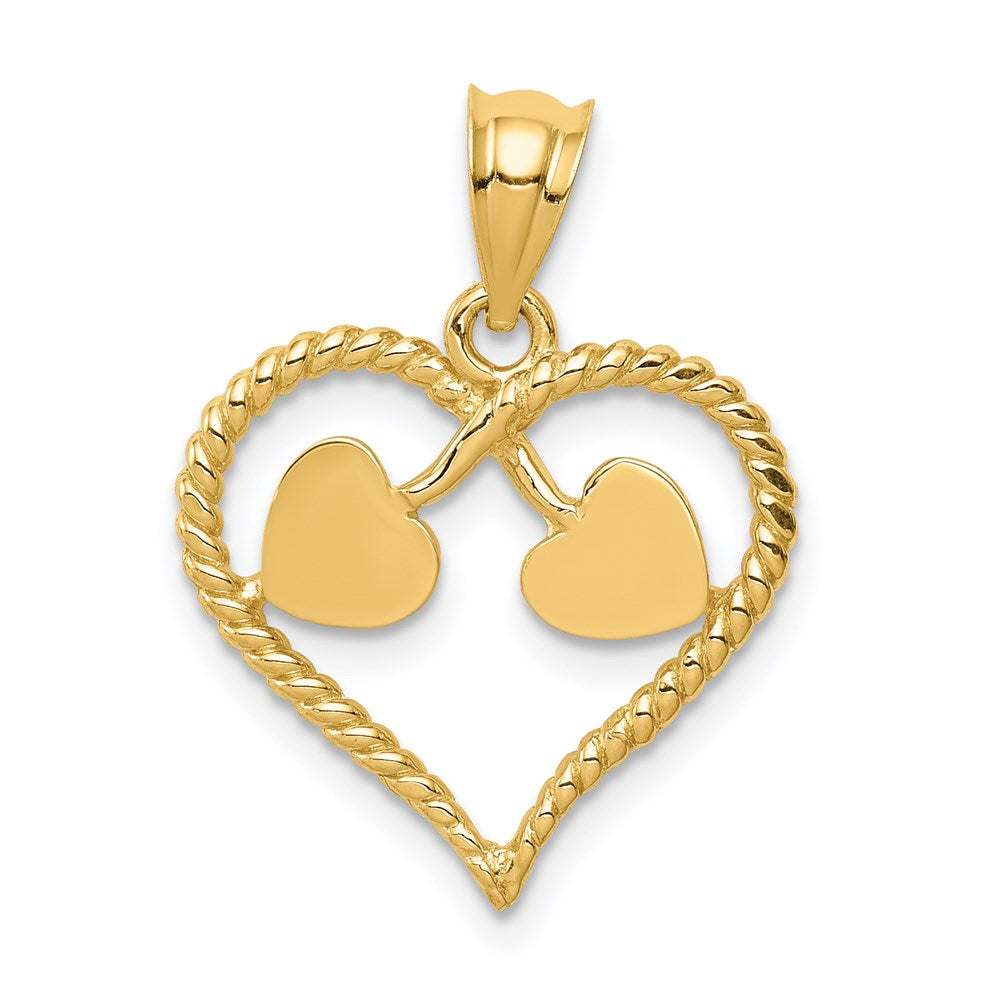 14k Yellow Gold Polished and Twisted Heart Pendant