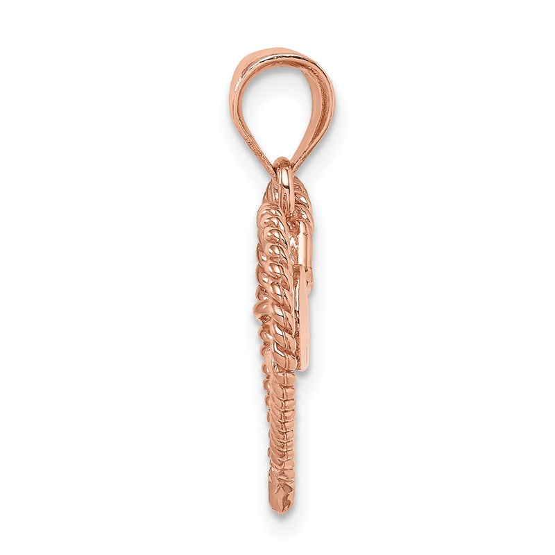 14k Rose Gold Rose Polished and Twisted Heart Pendant