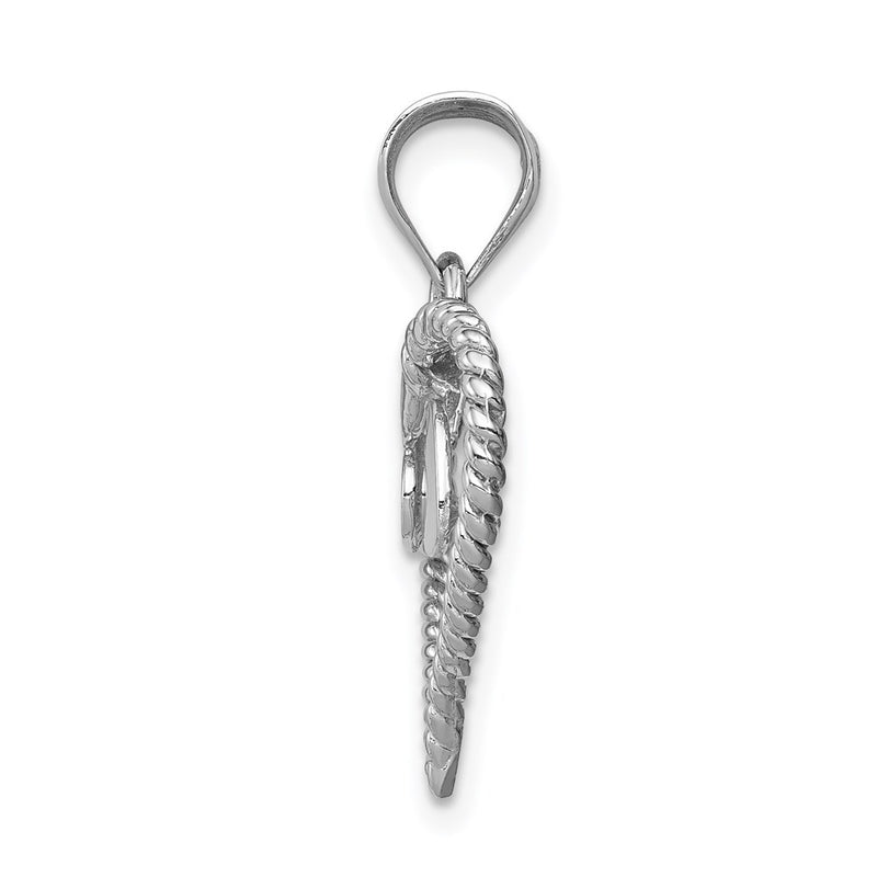 14k White Gold White Polished and Twisted Heart Pendant