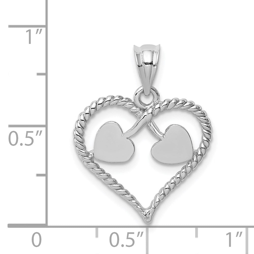 14k White Gold White Polished and Twisted Heart Pendant