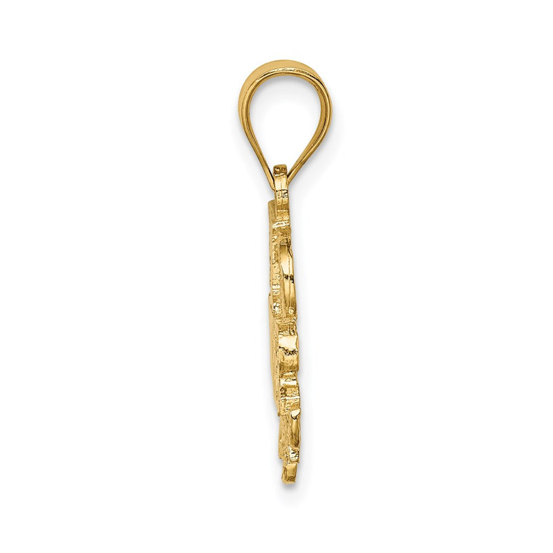 14k Yellow Gold Polished & Textured #1 Mother Pendant