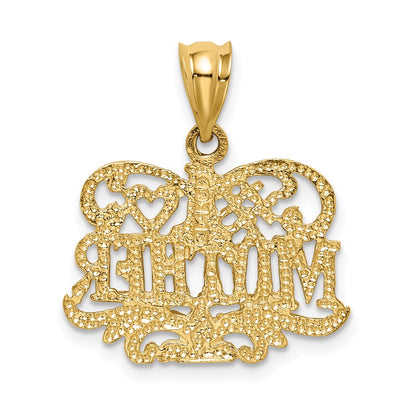 14k Yellow Gold Polished & Textured #1 Mother Pendant