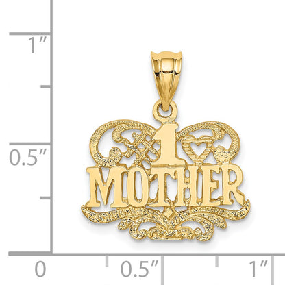 14k Yellow Gold Polished & Textured #1 Mother Pendant