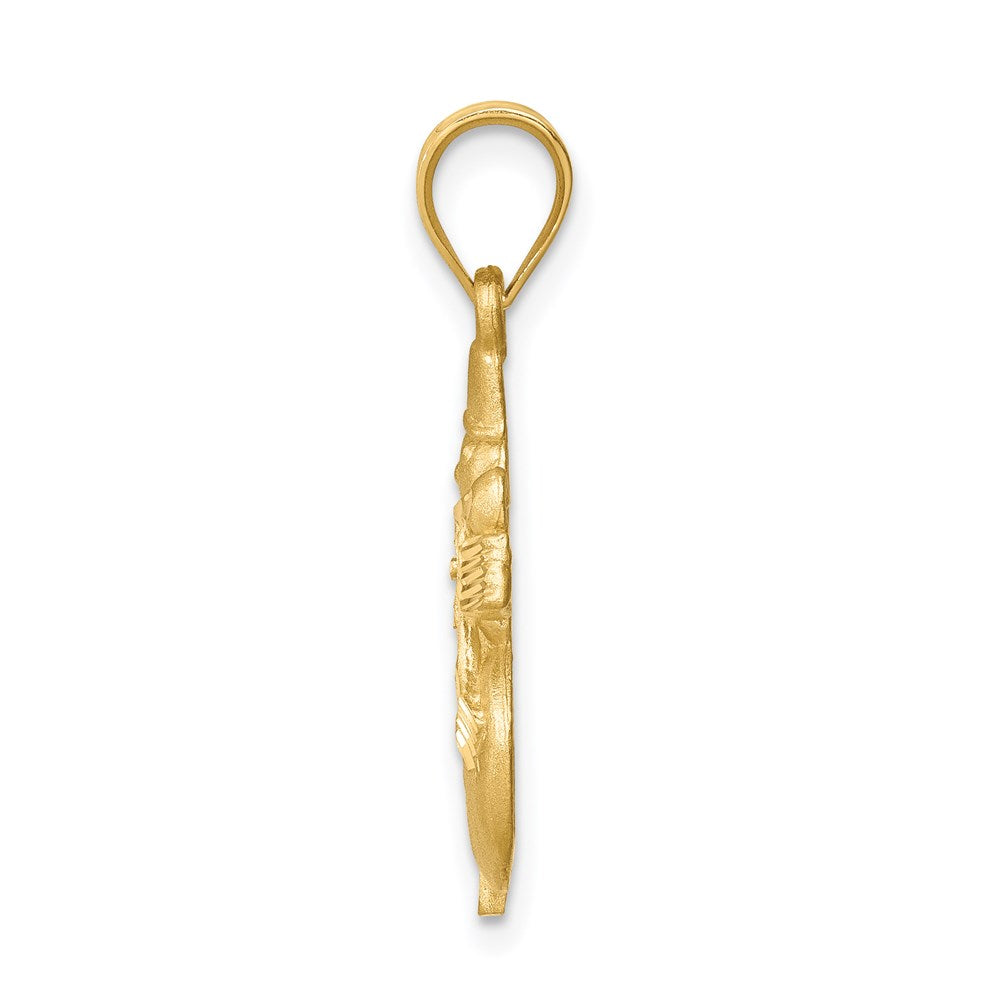 14k Yellow Gold Diamond-cut Brushed and Polished Snowman Pendant