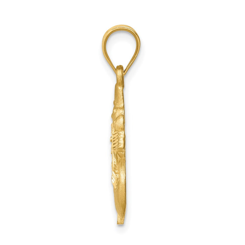 14k Yellow Gold Diamond-cut Brushed and Polished Snowman Pendant