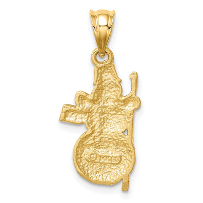 14k Yellow Gold Diamond-cut Brushed and Polished Snowman Pendant