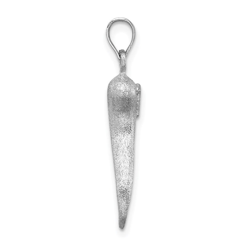 14k White Gold White Brushed 3D Italian Horn Pendant