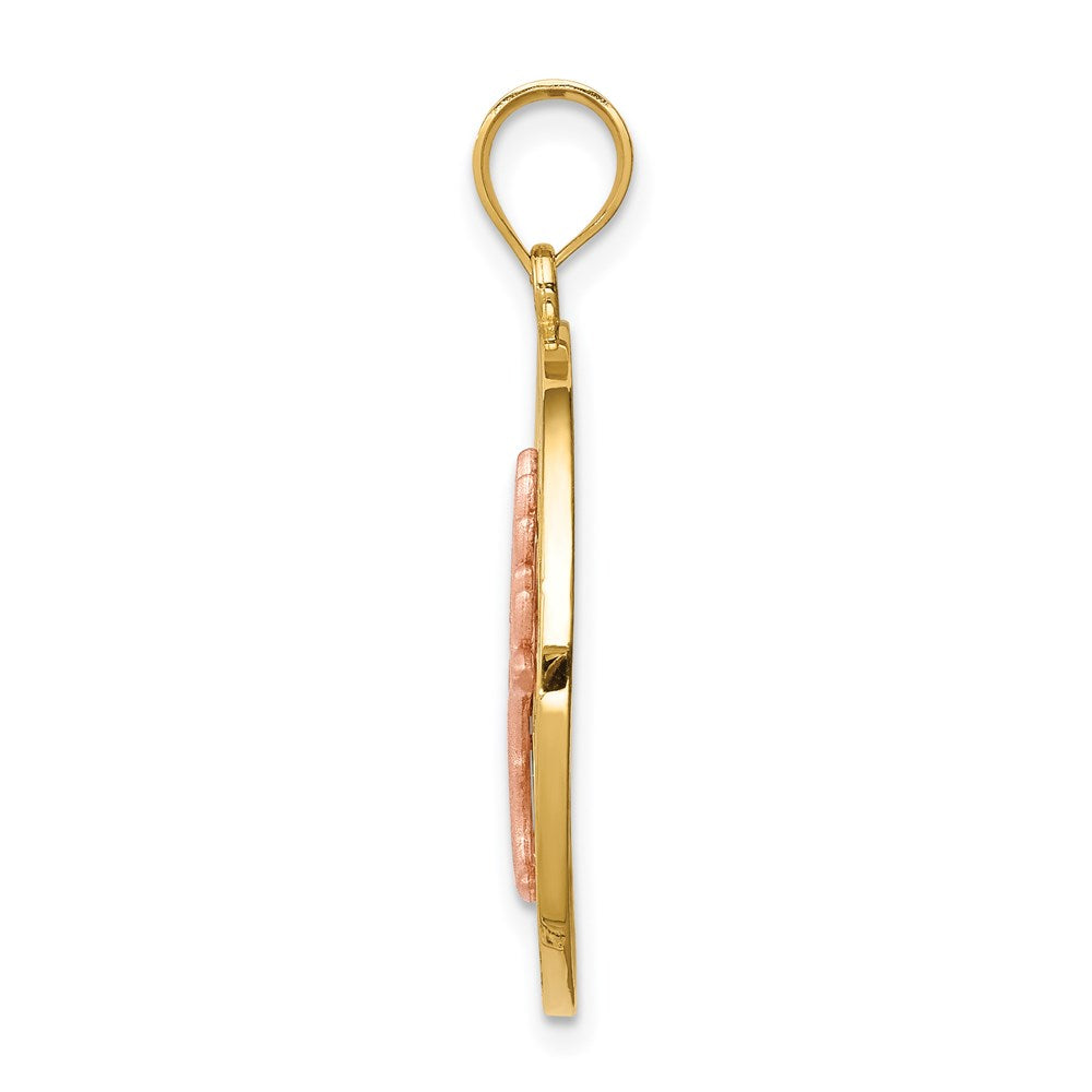 14k Two-tone Gold Brushed & Polished Tree of Life Pendant