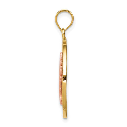 14k Two-tone Gold Brushed & Polished Tree of Life Pendant