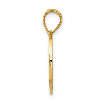 14k Yellow Gold Polished & Textured Disc Pendant