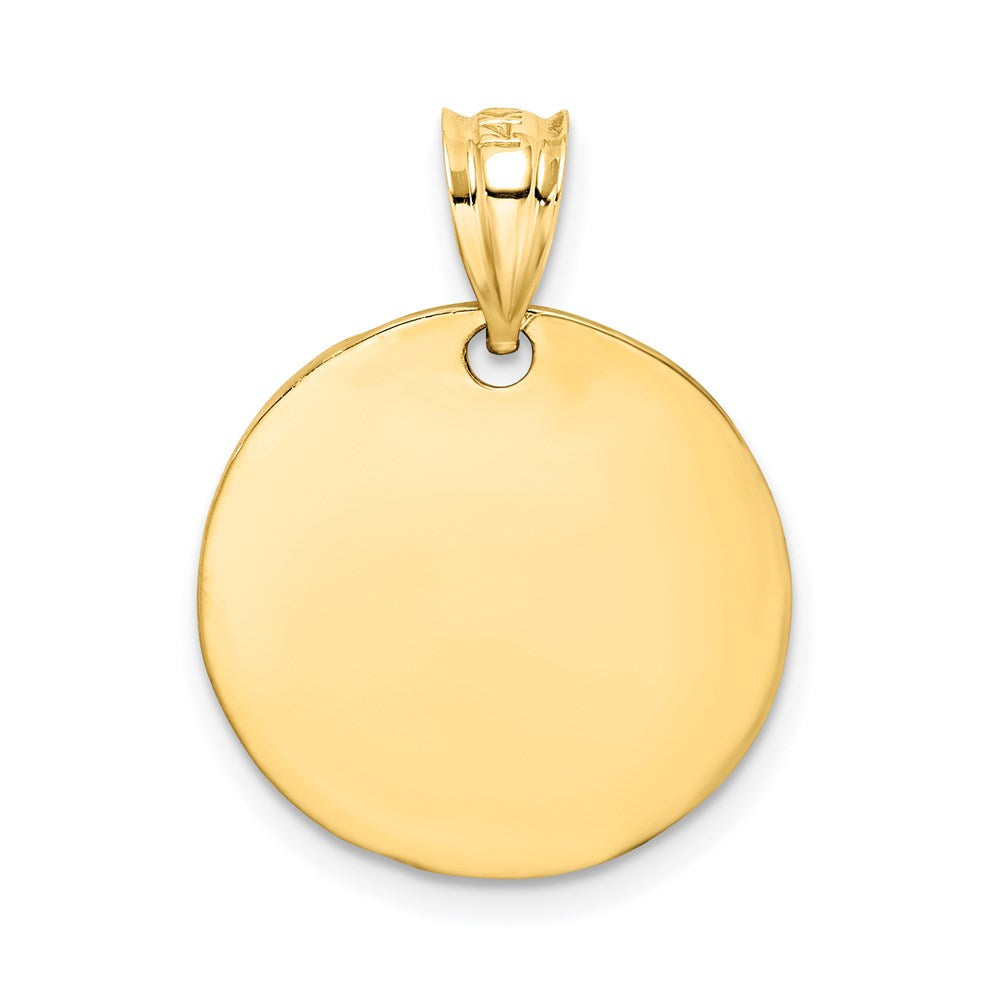 14k Yellow Gold Polished & Textured Disc Pendant