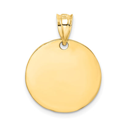 14k Yellow Gold Polished & Textured Disc Pendant